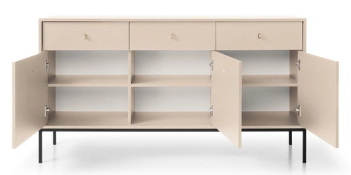 Moderní béžová komoda Evora se zásuvkami na vysokých nohách 154 cm do obýváku Intesi