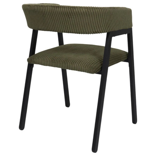 Čalouněná jídelní židle Scott Intesi z manšestru v olivově zelené s područkami