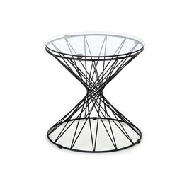 Konferenční stolek Susa kulatý skleněný černý moderní loft do obýváku 50 cm Intesi