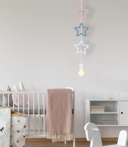 Jednoduchá sss 1x20W E27 iq dětská závěsná lampa bílá+modrá+růžová