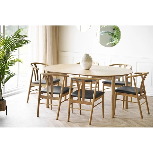 Rozkládací kulatý jídelní stůl Bundaberg dub 120–220 cm