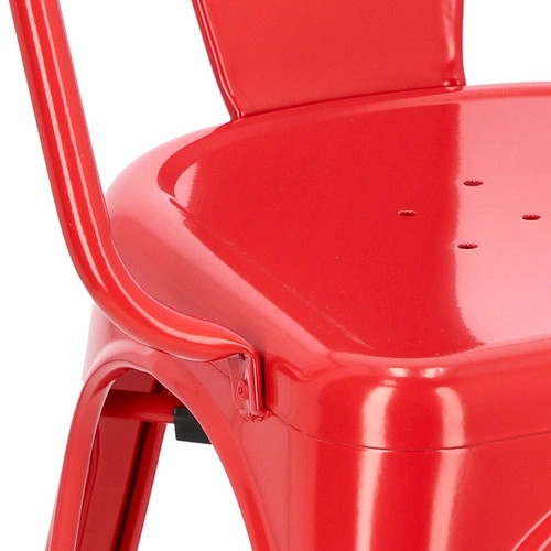 Kovová židle Paris Arms červená inspirovaná Tolixem s područkami do jídelny a kuchyně