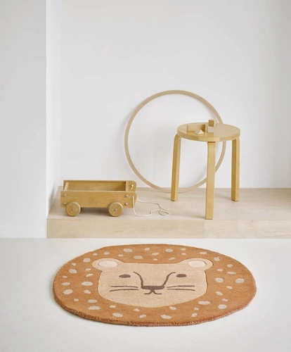 Dětský koberec Decor Kids Lion kulatý moderní vlněný 80x80 cm oranžový