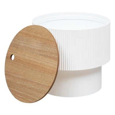 Kulatý konferenční stolek Enola S bílý s úložným prostorem moderní do obýváku Atmosphera