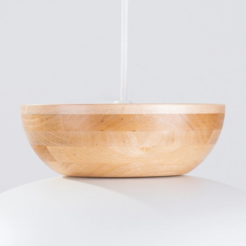 Závěsné svítidlo MARION bílá skandinávský styl kulaté do obýváku a jídelny dřevo ocel 130 cm