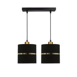 Assam závěsná lampa černá+zlatá 2x60W E27 stínidlo černé+zlatý pruh