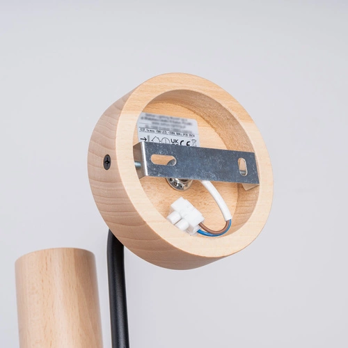 Nástěnné svítidlo loftové TIMBO černé s dřevem do obýváku a ložnice SOLLUX LIGHTING