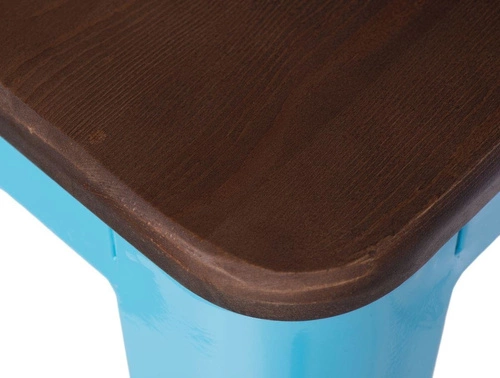 Barová židle Paris Wood 65 cm industriální bez opěradla k kuchyňskému ostrůvku modrá ořech D2.DESIGN