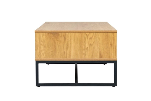 Konferenční stolek Capri obdélníkový boho s ratanovým čelem a zásuvkou do obývacího pokoje 120x60 cm