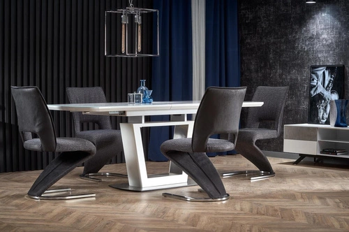 Rozkládací stůl Blani bílý mramor moderní glamour do jídelny a obýváku 160-200x90 cm