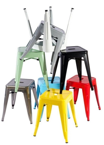 Kovová stolička Paris žlutá ve stylu industrial, inspirovaná Tolix, do kuchyně a jídelny