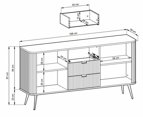 Černá sestava nábytku do obývacího pokoje Seda s černými nohami
