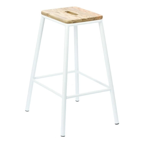 Barová stolička Seattle White 66 cm dřevěná bez opěrky do kuchyně a jídelny bílá Intesi