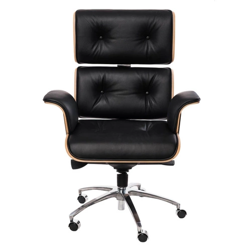 Ergonomická kancelářská židle VIP černá kožená otočná s područkami do kanceláře D2.DESIGN