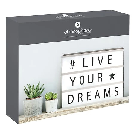 Noční lampička do ložnice Atmosphera Kira Lightbox moderní bílá personalizovaná 30x22 cm