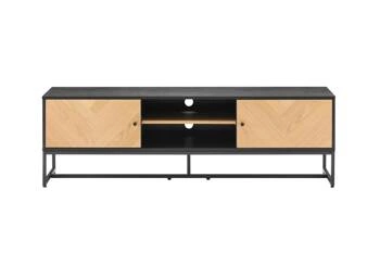 Moderní dřevěná TV skříňka Clar 160 cm volně stojící do obýváku dub černá Intesi