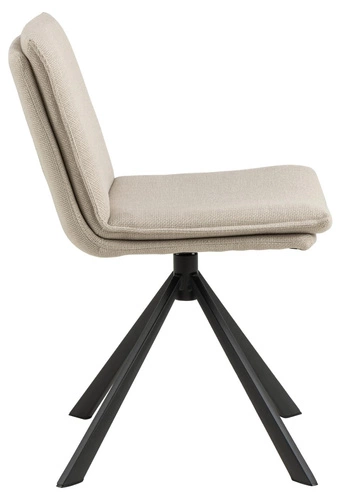 Otočená jídelní židle Flynn béžová čalouněná moderní na černých nohách