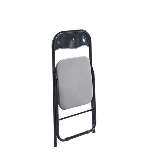 Skládací čalouněná židle samet šedá Amun Velvet Intesi do kuchyně na kovových nohách