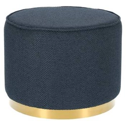 Velká kulatá taburetka Kung XL v glamour stylu, modrá, na zlatém podstavci, do obýváku, Intesi 60x47 cm