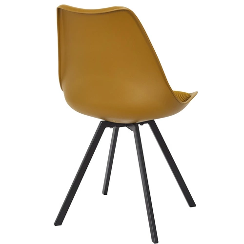 Čalouněná žlutá židle Atom Intesi do jídelny a obýváku, moderní na kovových nohách
