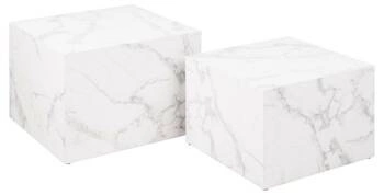 Sada 2 konferenčních stolků Dice marble white
