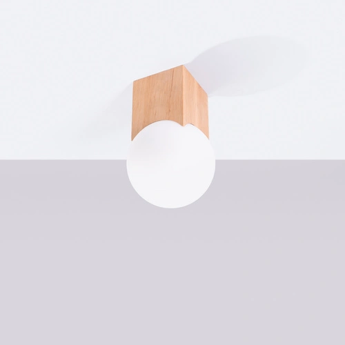 Stropní svítidlo SOLIS moderní dřevěné bílé do obýváku a ložnice 12 cm SOLLUX