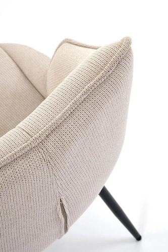 Čalouněná židle Rania béžová do jídelny a obýváku moderní na černých kovových nohách Intesi