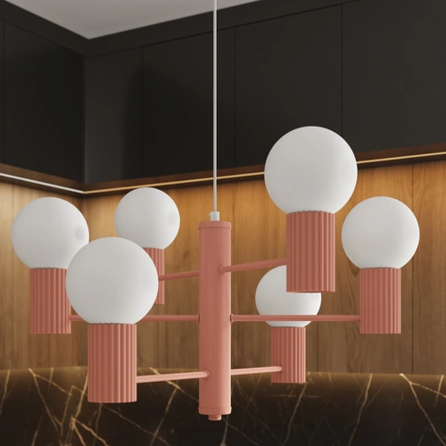 Moderní lustr HALO 6 broskvový stropní svítidlo do obýváku a jídelny