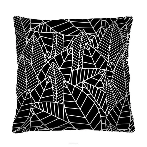 Sametový dekorační polštář Weed černo-bílý antialergenní do obýváku 40x40 cm