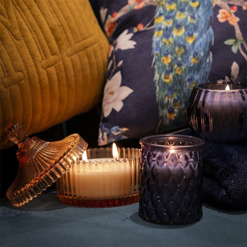 Vonná dekorativní svíčka Intesi ve skleněné boho dóze L zelená orchidej dárková