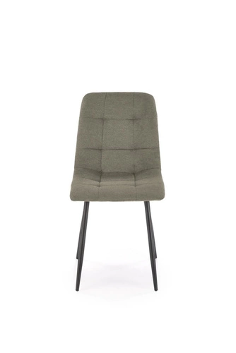 Čalouněná jídelní židle Fime Intesi olivová, moderní do jídelny a obýváku na černých nohách