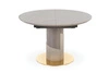 Rozkládací kulatý jídelní stůl Moette moderní šedý mramor zlaté nohy 120–160 cm