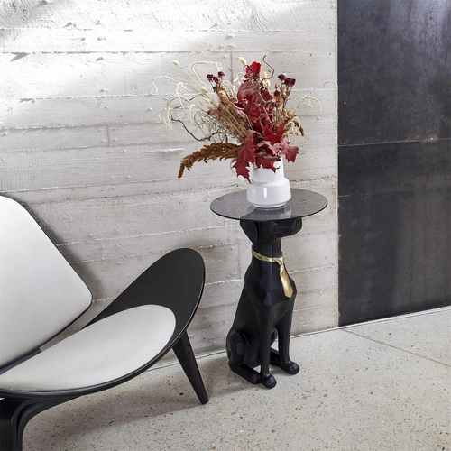 Kulatý skleněný konferenční stolek Cabot černý moderní do obýváku Intesi 40 cm