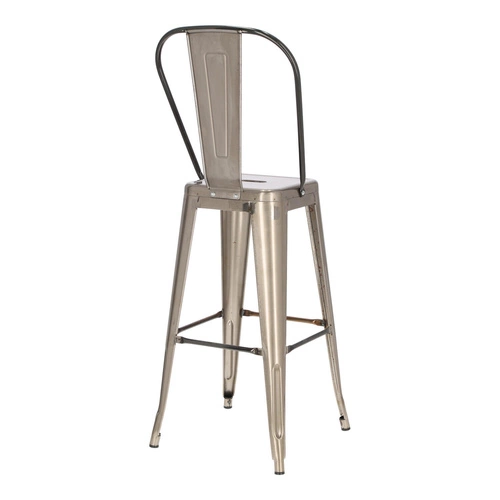 Barová židle Paris Back 75 cm kovová industriální s opěrkou do kuchyně a k ostrůvku šedá D2.DESIGN