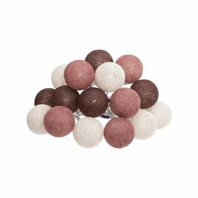 Světelný řetěz Atmosphera boho s bavlněnými koulemi LED na baterie 255 cm do ložnice a dětského pokoje