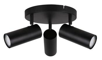 Stropní svítidlo Colly černé 3bodové loftové do obýváku a kuchyně s otočnými stínidly
