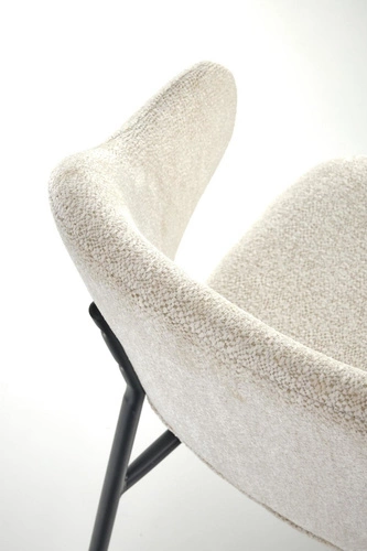 Čalouněná béžová jídelní židle Paupe s černými nohami, moderní do jídelny i obýváku Intesi