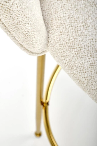 Barová židle Paloma krémová s opěrkou glamour na zlatých nohách do kuchyně a jídelny 75 cm