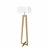 Podlahová lampa Jawa stínidlo bílé stojan dub