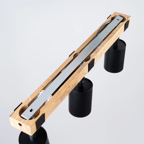 Stropní svítidlo FAGER 3 černé skandinávské s dřevem do obýváku a ložnice SOLLUX