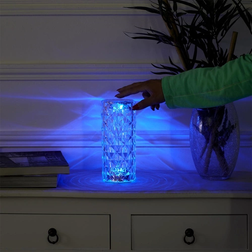 LED noční lampička Crystal Intesi glamour s dálkovým ovládáním 12 barev do ložnice a obýváku 21,5 cm