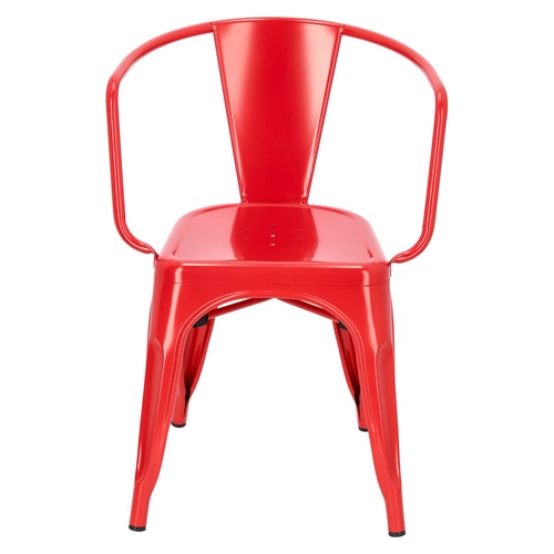Kovová židle Paris Arms červená inspirovaná Tolixem s područkami do jídelny a kuchyně