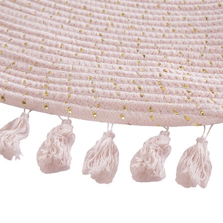 Kulatý boho koberec s třásněmi Atmosphera růžový 90 cm do ložnice nebo dětského pokoje