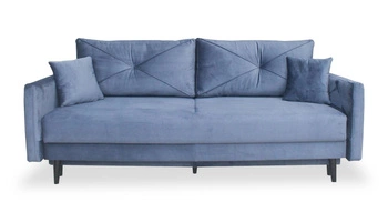 Rozkládací pohovka Saxo pro 2 osoby, moderní, tmavě modrá, s úložným prostorem do obýváku