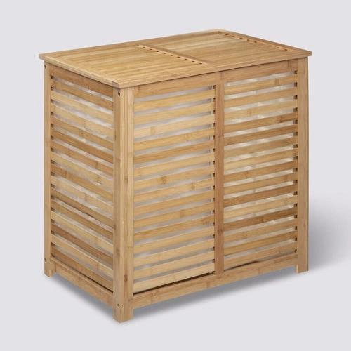 Bambusový koš na prádlo do koupelny 2 komory 2x50L přírodní 5five simply smart