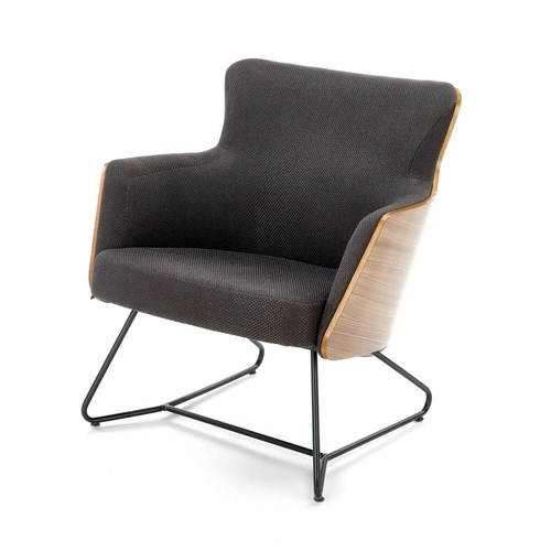 Čalouněné křeslo Calderon šedý ořech na lyžinách do obýváku moderní industriální Intesi