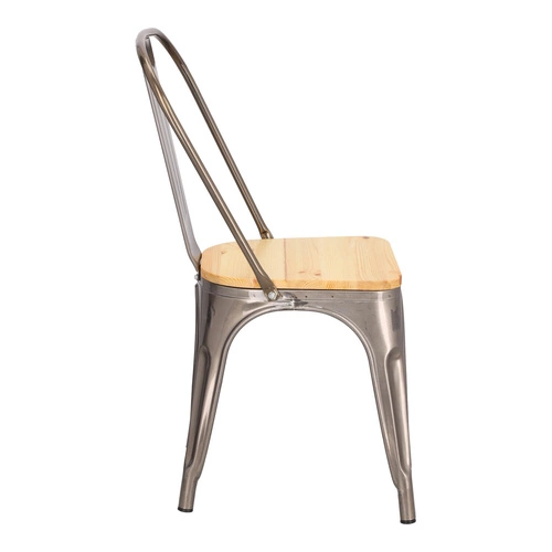 Kovová jídelní židle Paris Wood D2.DESIGN s dřevěným sedákem v industriálním stylu