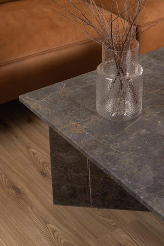 Mramorový čtvercový konferenční stolek Vega 90x90 cm hnědý moderní do obýváku Actona