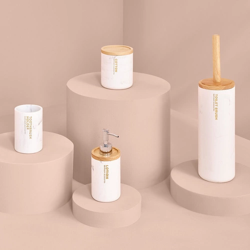 Dávkovač mýdla Lea bílý moderní polyresin do koupelny 5five simply smart