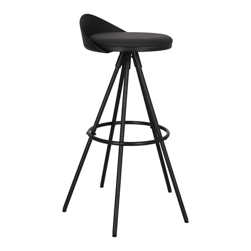 Barová židle Nagzari černá loftová z ekokůže a kovu do kuchyně a kuchyňského ostrůvku Intesi